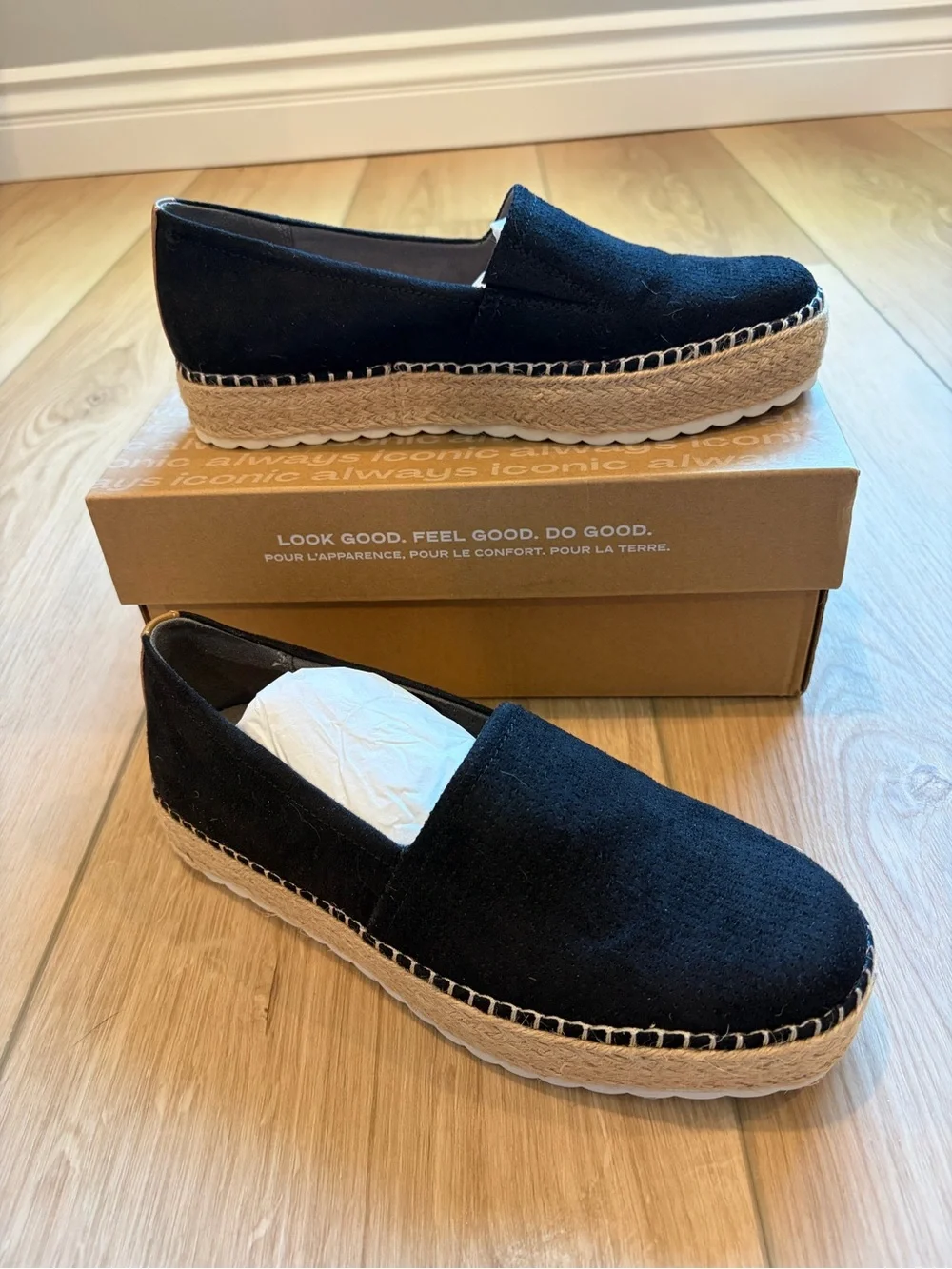 Dr Scholls Black Sunray Espadrille Slip On Platforms Size 7